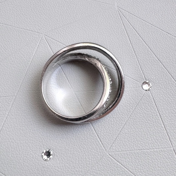 ✨ Vintage .925 Sterling Silver Double Eternity Band and Clear Pave Crystal Ring - Picture 6 of 15